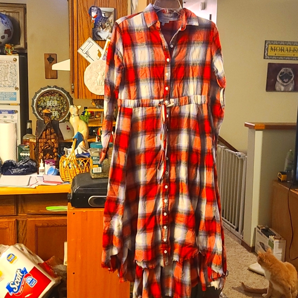 Jodifl long sleeve flannel midi dress